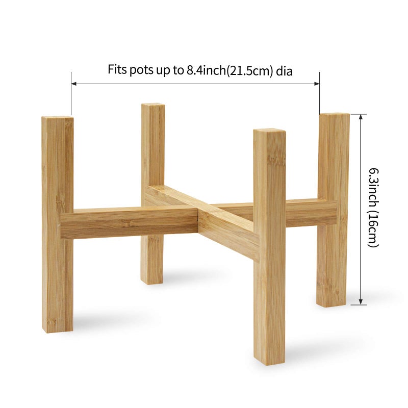 DAORFAA Bamboo Plant Stand, Flower Potted Holder, up to 8 Inch Pot - Nature, Mid Century Modern (Pot Not Included) - Image 4
